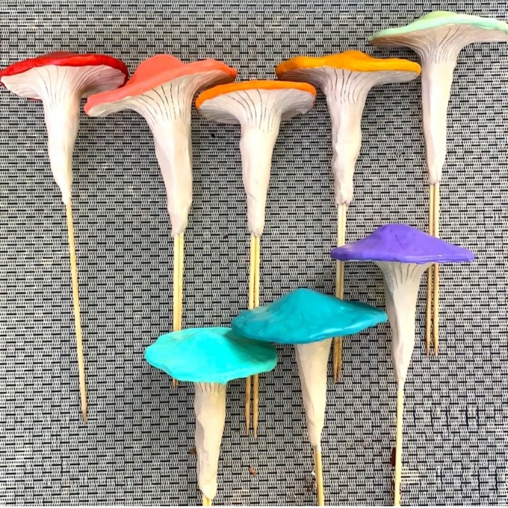 🍄🌈 Handmade Mushroom Garden Stakes Custom Order of 5